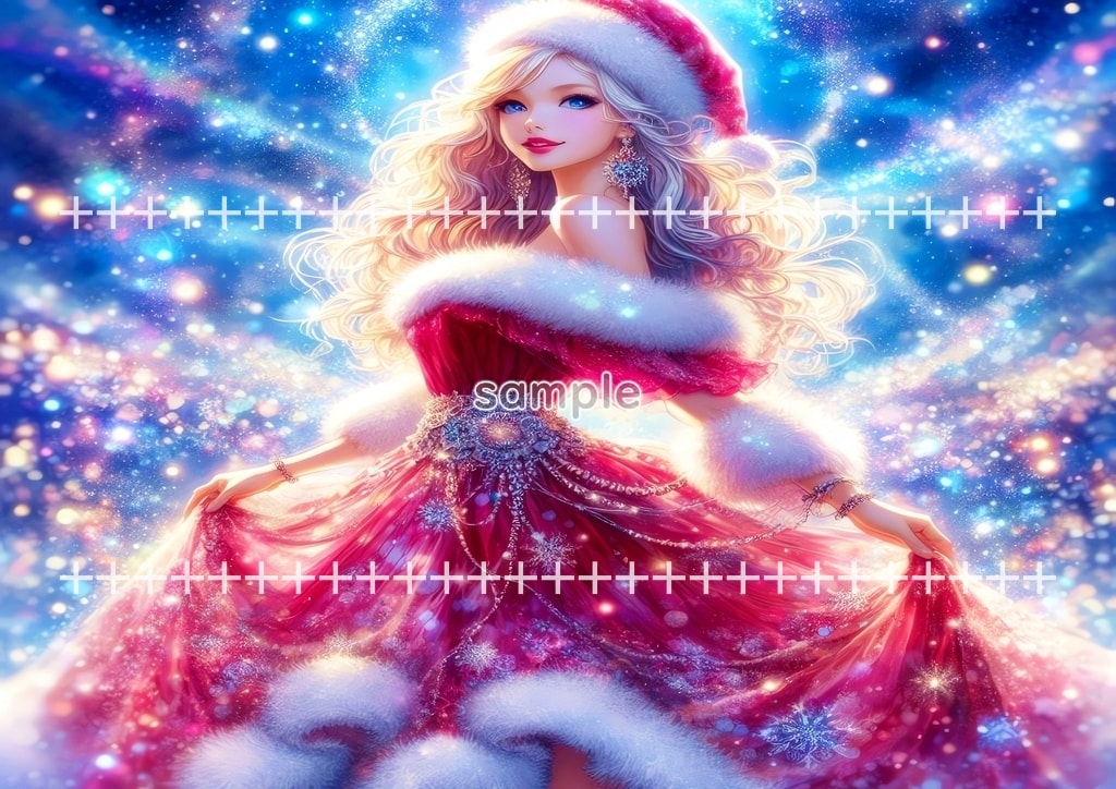 Der Weihnachtsmann Schönes Mädchen 01 Originalgemälde Digitale Kunst Copyright frei Bildmaterial 40P Santa_girl_01_08