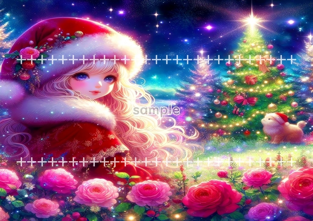 Der Weihnachtsmann Schönes Mädchen 01 Originalgemälde Digitale Kunst Copyright frei Bildmaterial 40P Santa_girl_01_17