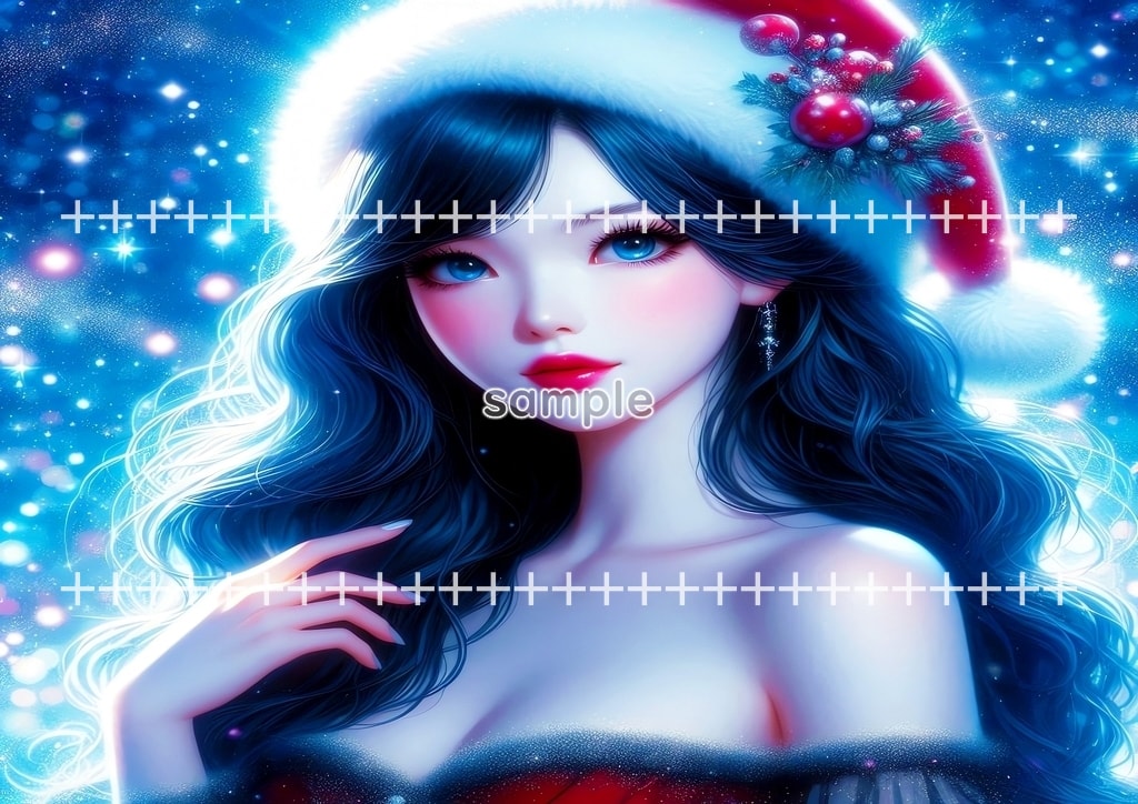 Der Weihnachtsmann Schönes Mädchen 02 Originalgemälde Digitale Kunst Copyright frei Bildmaterial 40P Santa_girl_02_25