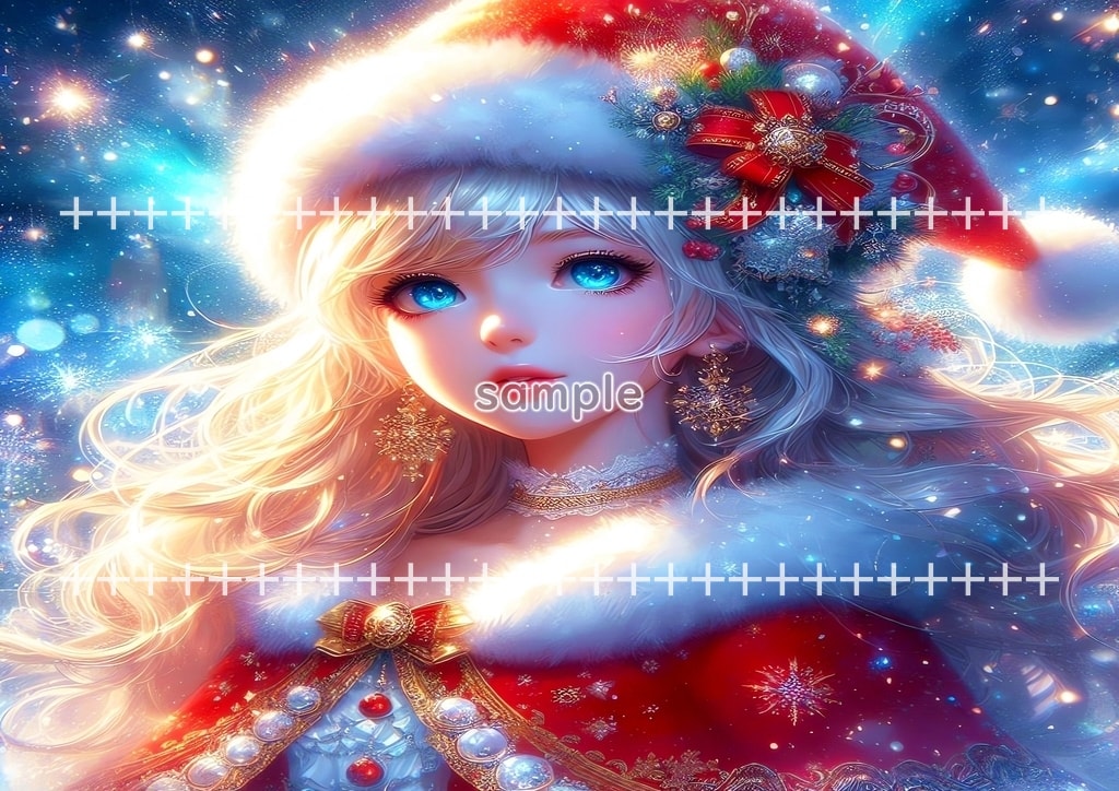 Der Weihnachtsmann Schönes Mädchen 02 Originalgemälde Digitale Kunst Copyright frei Bildmaterial 40P Santa_girl_02_28