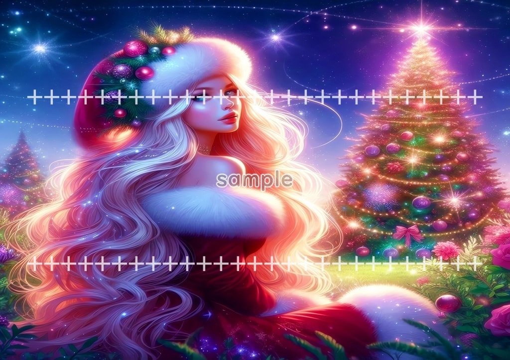 Der Weihnachtsmann Schönes Mädchen 02 Originalgemälde Digitale Kunst Copyright frei Bildmaterial 40P Santa_girl_02_30