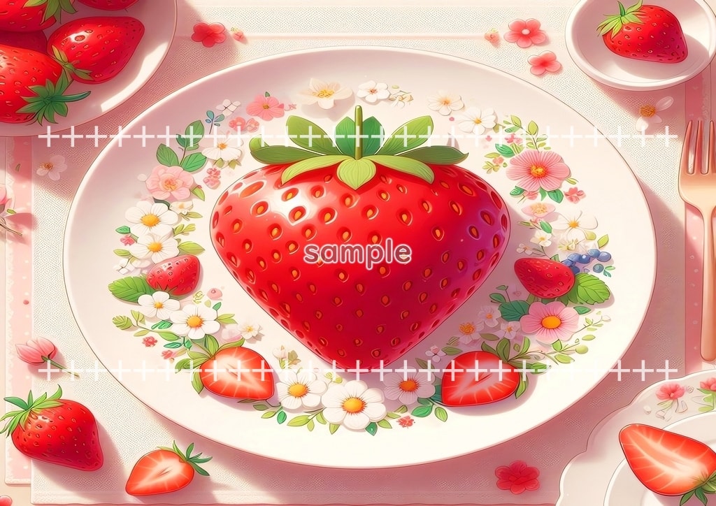 いちご 食べ物 フルーツ オリジナル絵イラスト著作権フリー画像素材 40P Strawberry_02