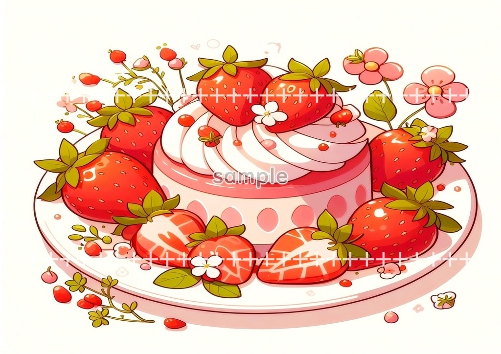 いちご 食べ物 フルーツ オリジナル絵イラスト著作権フリー画像素材 40P Strawberry_05