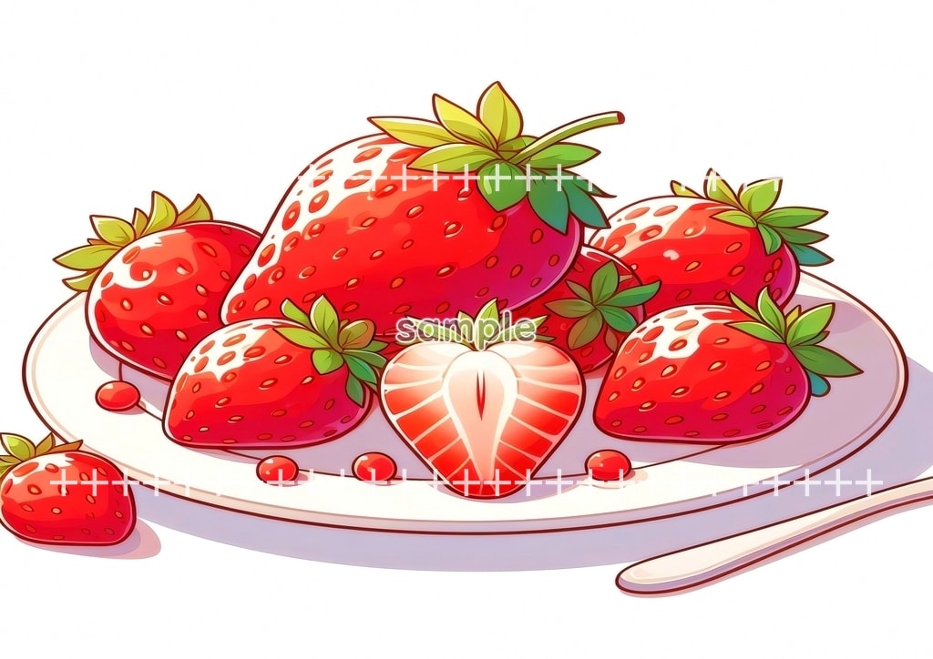 いちご 食べ物 フルーツ オリジナル絵イラスト著作権フリー画像素材 40P Strawberry_06