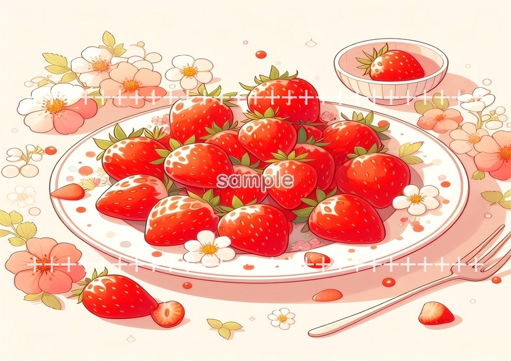 いちご 食べ物 フルーツ オリジナル絵イラスト著作権フリー画像素材 40P Strawberry_08