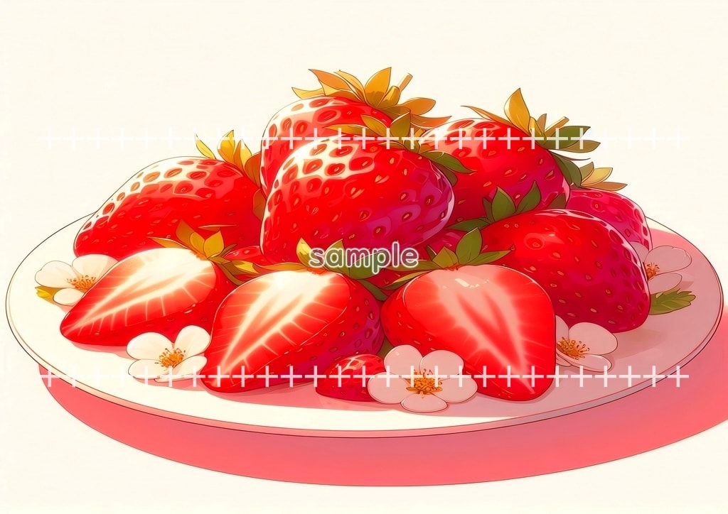 いちご 食べ物 フルーツ オリジナル絵イラスト著作権フリー画像素材 40P Strawberry_09