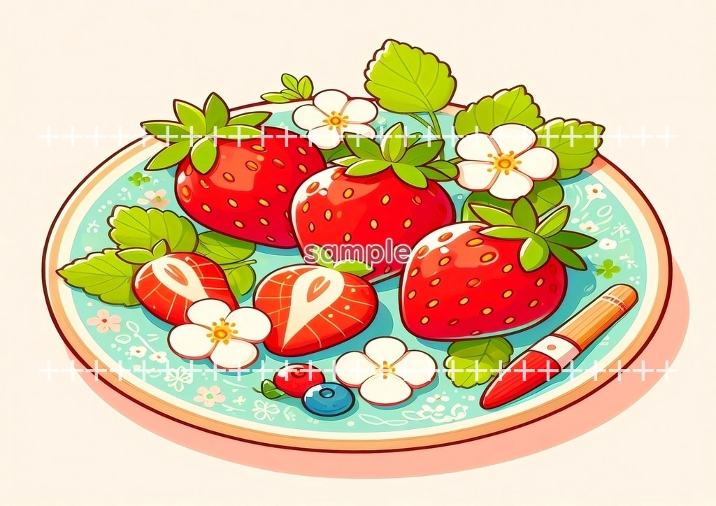 いちご 食べ物 フルーツ オリジナル絵イラスト著作権フリー画像素材 40P Strawberry_10