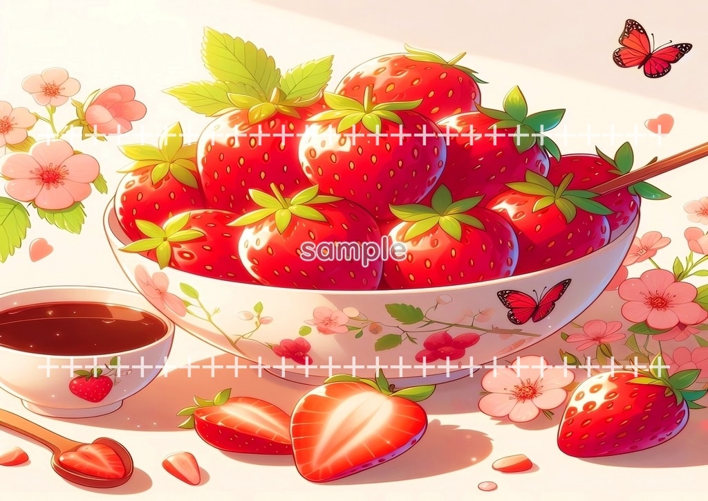 いちご 食べ物 フルーツ オリジナル絵イラスト著作権フリー画像素材 40P Strawberry_15