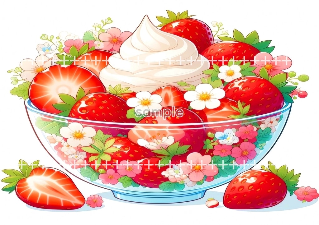 いちご 食べ物 フルーツ オリジナル絵イラスト著作権フリー画像素材 40P Strawberry_16