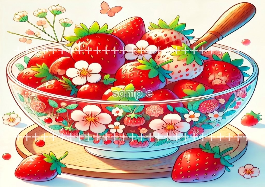 いちご 食べ物 フルーツ オリジナル絵イラスト著作権フリー画像素材 40P Strawberry_17