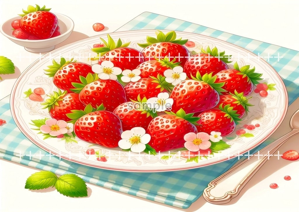 いちご 食べ物 フルーツ オリジナル絵イラスト著作権フリー画像素材 40P Strawberry_18