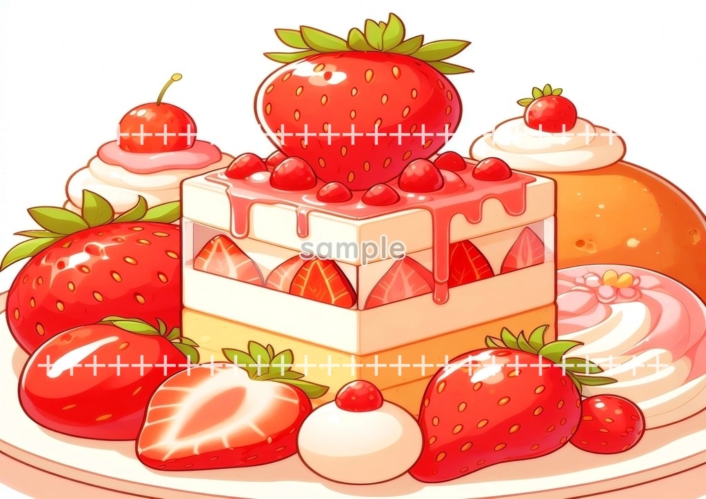 いちご 食べ物 フルーツ オリジナル絵イラスト著作権フリー画像素材 40P Strawberry_19