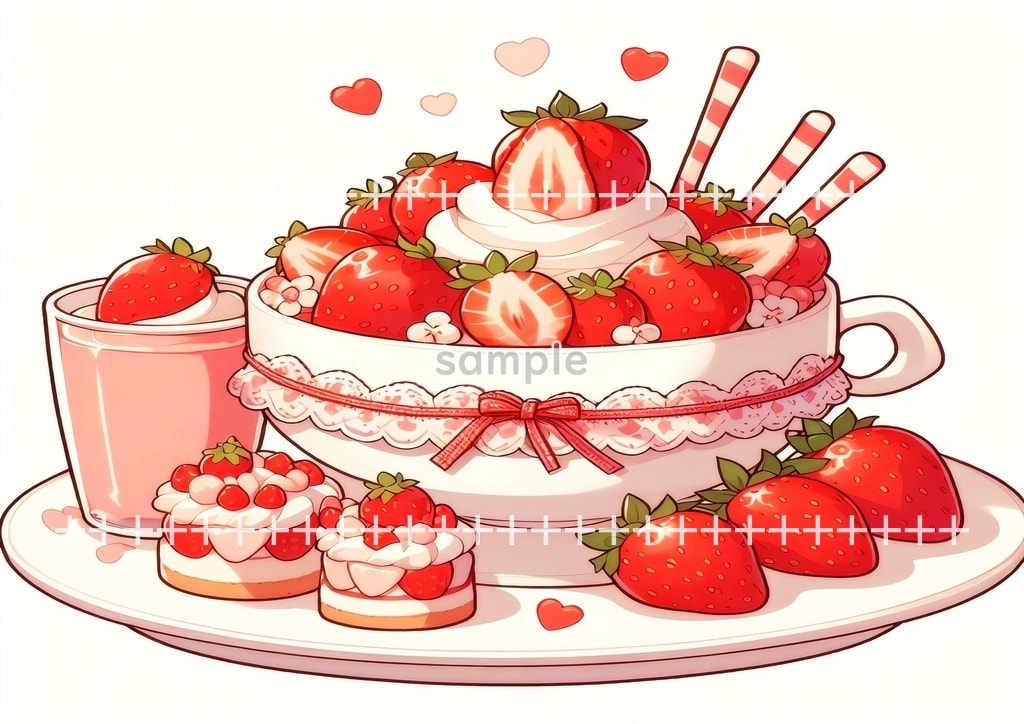 いちご 食べ物 フルーツ オリジナル絵イラスト著作権フリー画像素材 40P Strawberry_20