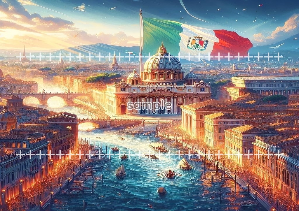 World flag scenery Europe Original picture image material copyright free 102P World_flag_scenery_Europe_Southern_Europe_Italy_01