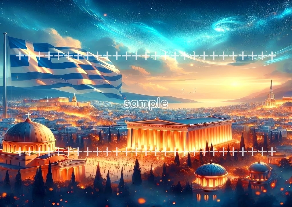 World flag scenery Europe Original picture image material copyright free 102P World_flag_scenery_Europe_Southern_Europe_Greece