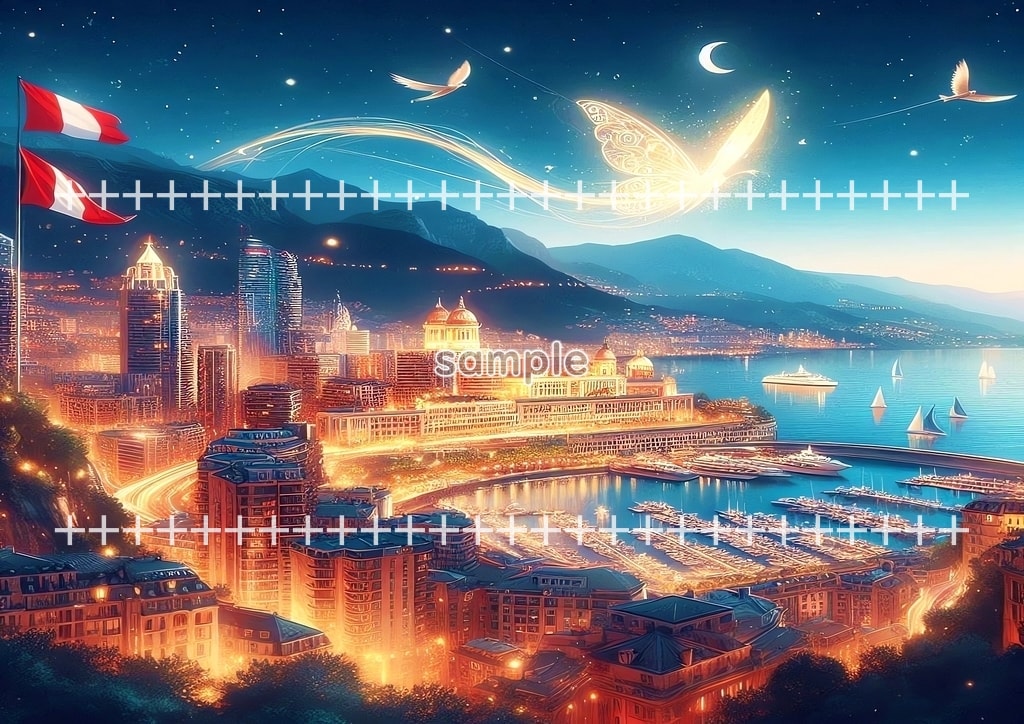 World flag scenery Europe Original picture image material copyright free 102P World_flag_scenery_Europe_Western_Europe_Monaco