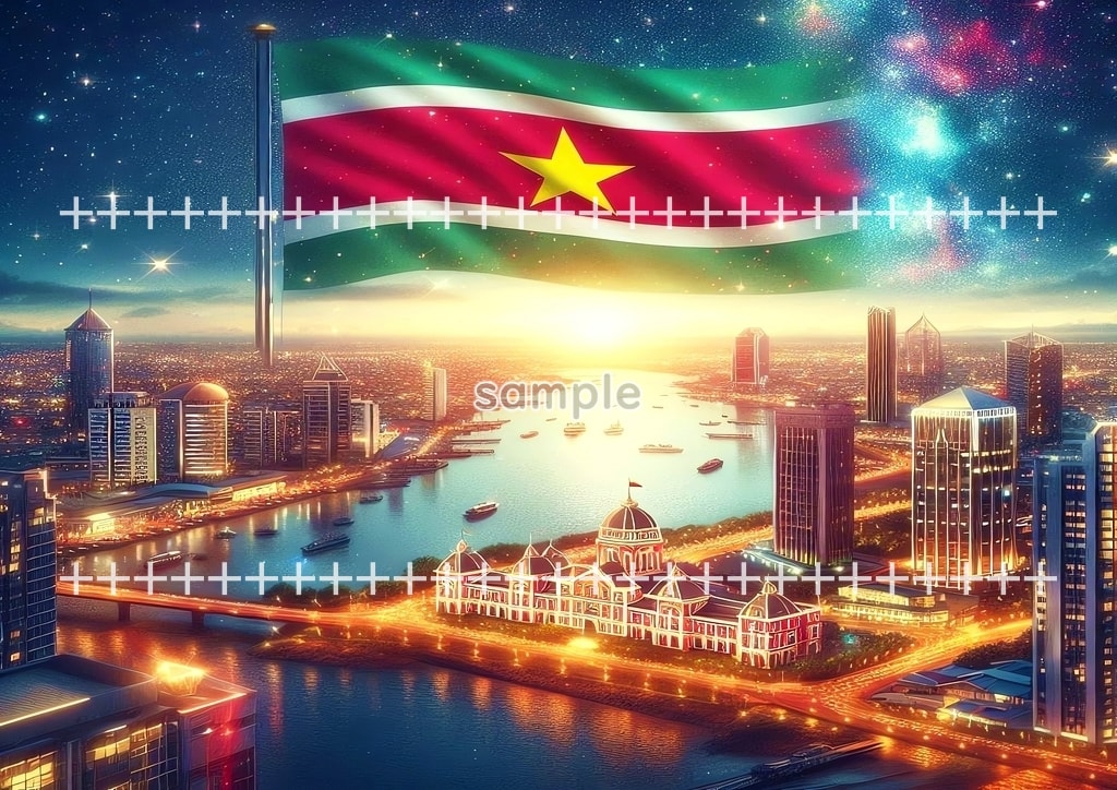 World flag scenery South America Original picture image material copyright free 86P World_flag_scenery_South_America_Suriname