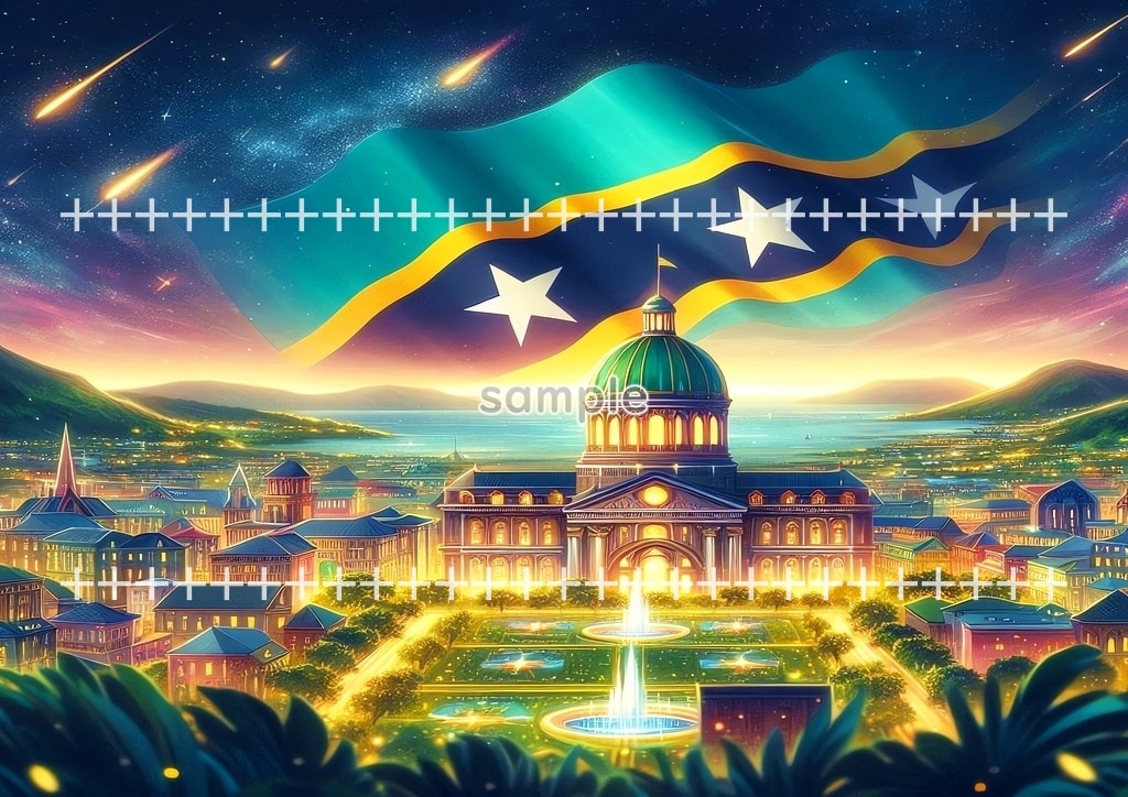 World flag scenery South America Original picture image material copyright free 86P World_flag_scenery_South_America_Saint_Kitts_and_Nevis