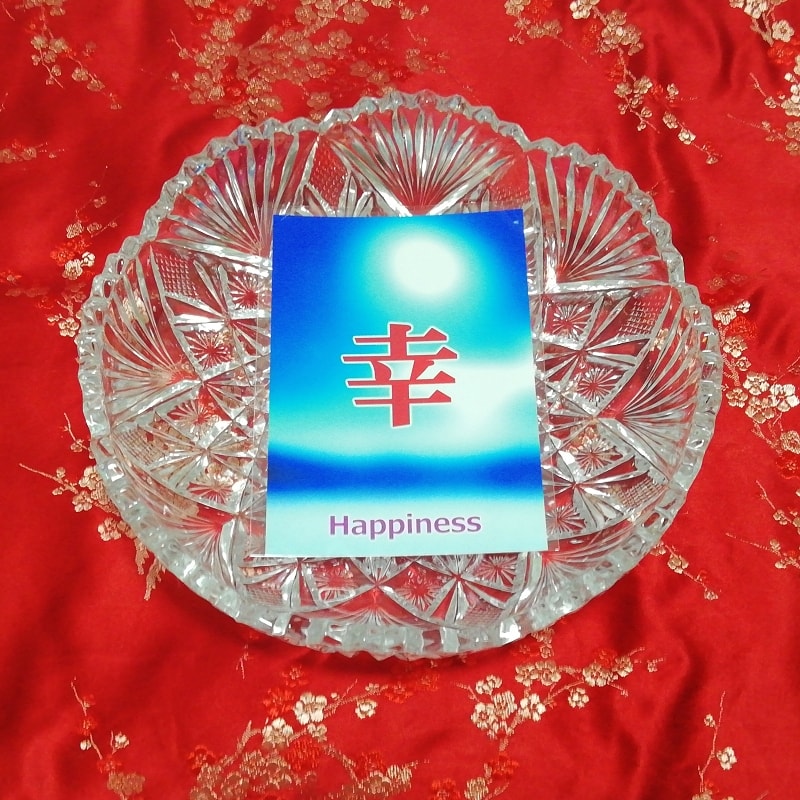 幸 happiness Kanji good luck charm amulet art glossy