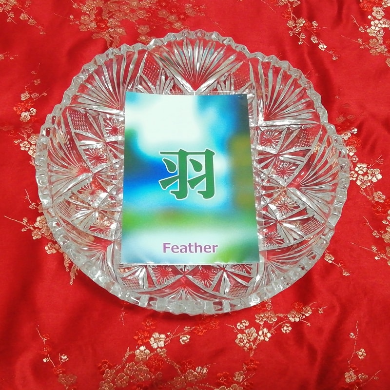 羽 feather Kanji porte bonheur amulette art papier glacé