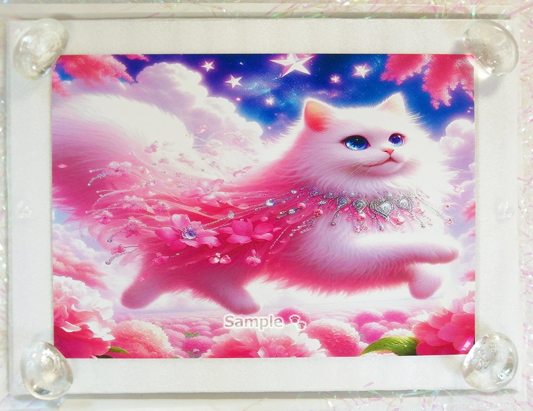 Cat Empire 100 2L Fluffy white cat painting original art