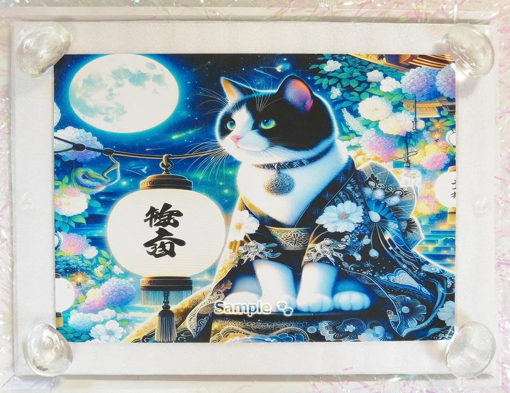 Empire des chats 11 2L Kimono chat noir blanc peinture art original