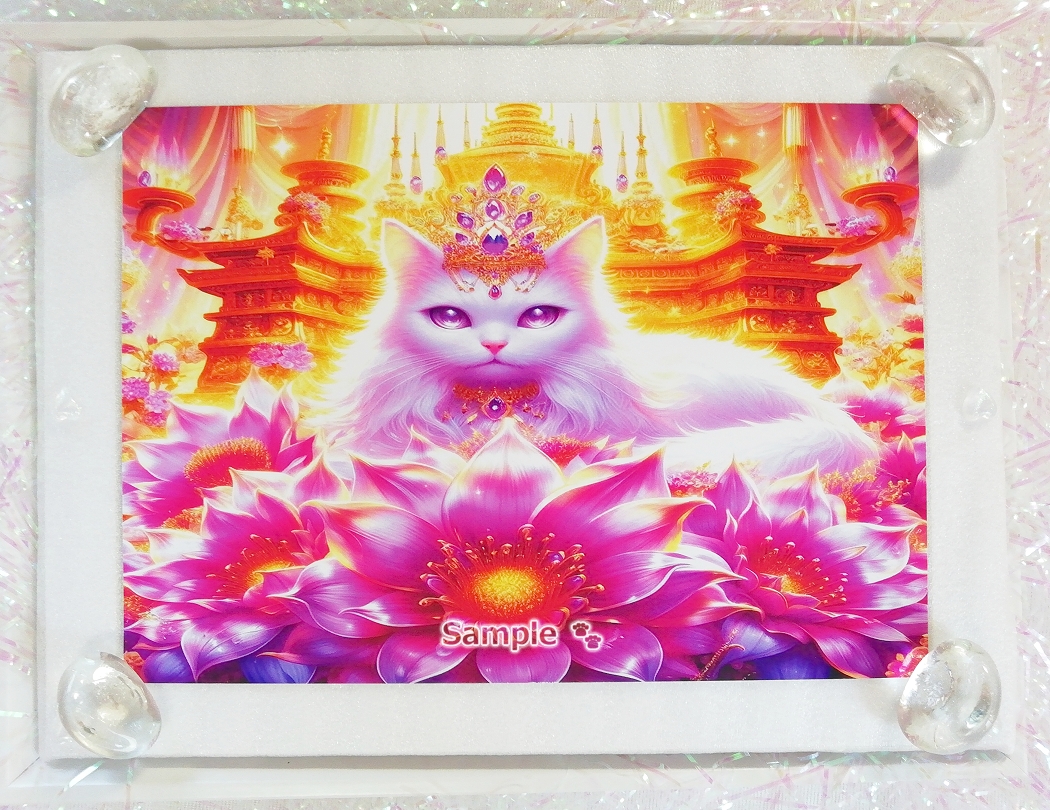 Empire des chats 112 2L Dieu chat blanc peignant l’art original