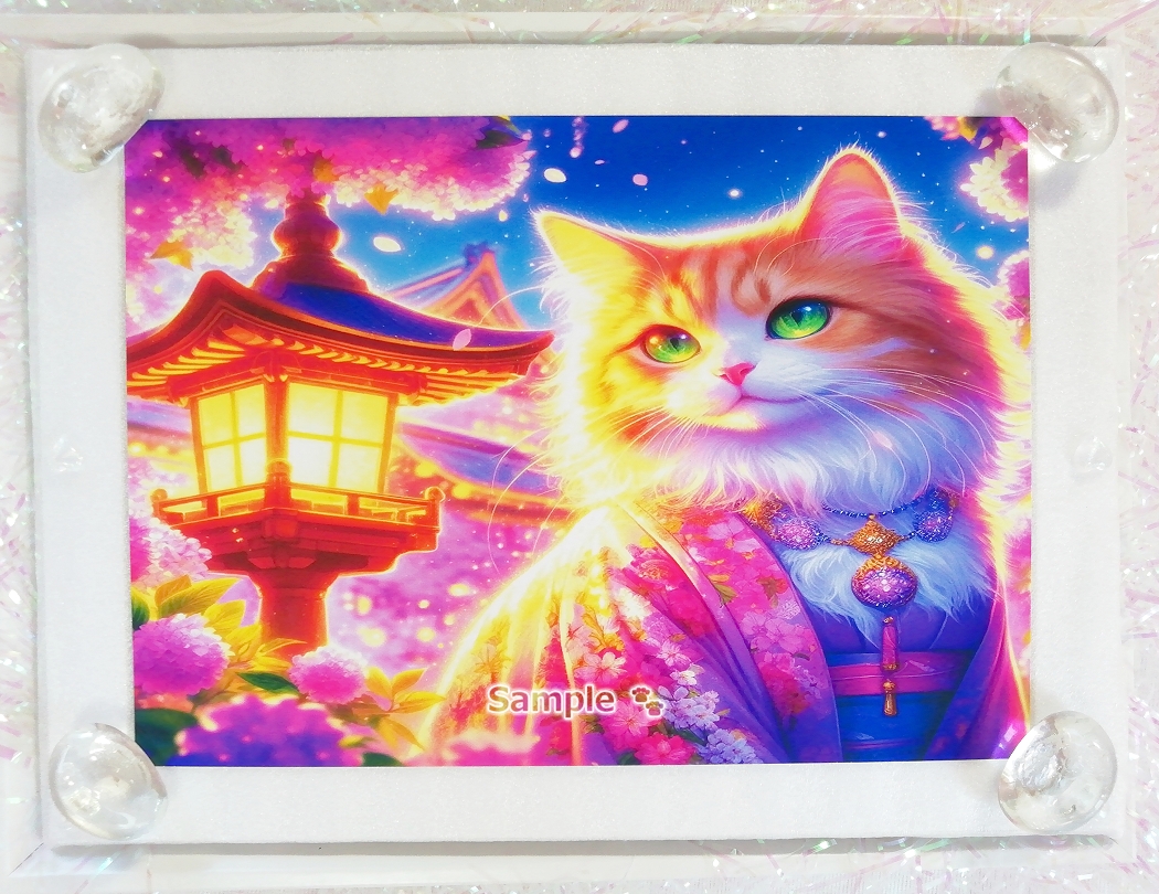 Empire des chats 114 2L Chat de lin kimono peinture art original