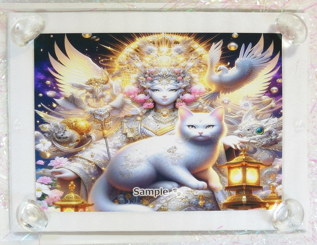 ネコ日本帝国 117 女神様の猫 絵画イラストオリジナル原画 2L