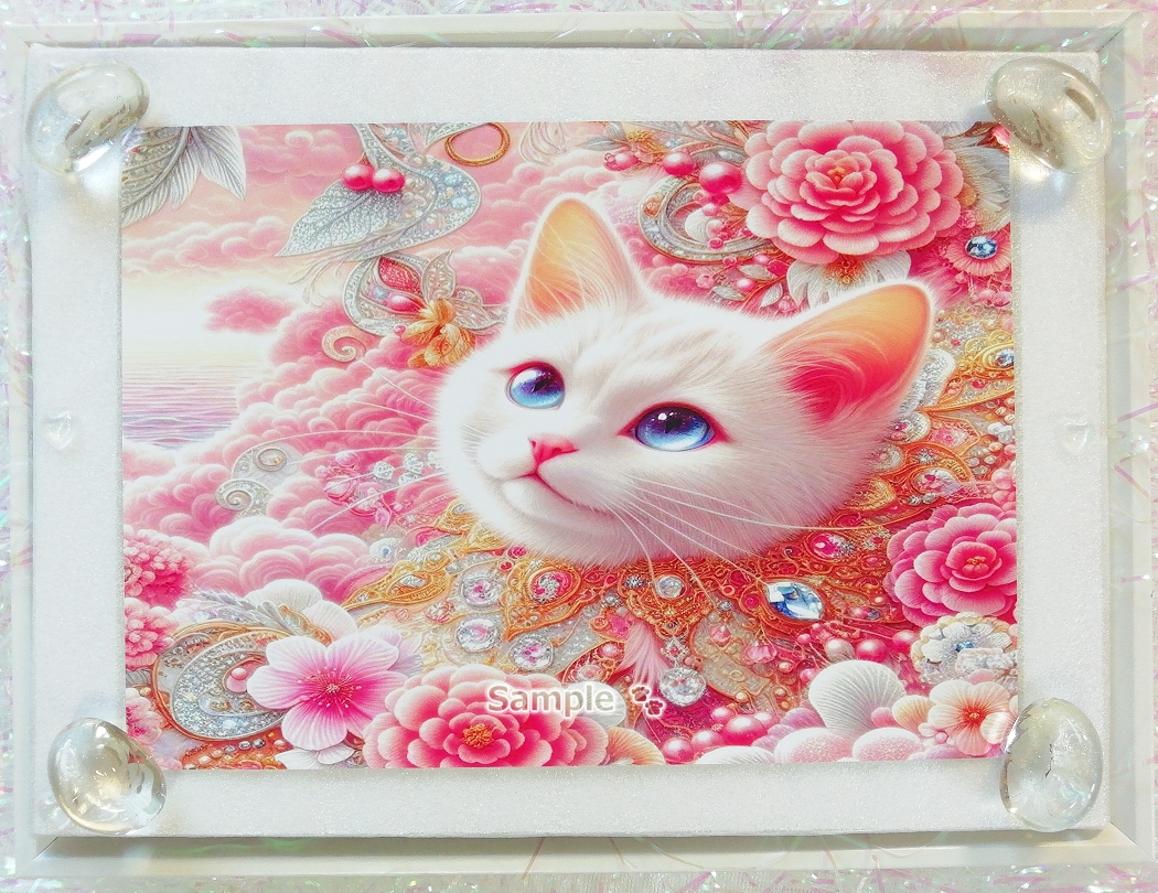 Empire des chats 130 2L Bijou chat blanc peinture art original