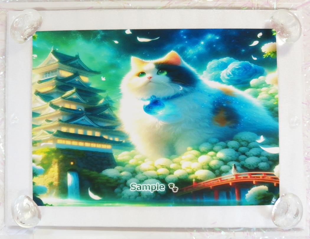 猫帝国 131 2L 神社三色猫绘画原创艺术