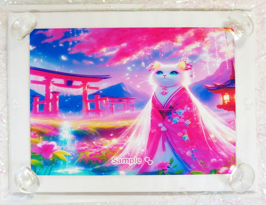 Empire des chats 133 2L Kimono chat blanc peinture art original