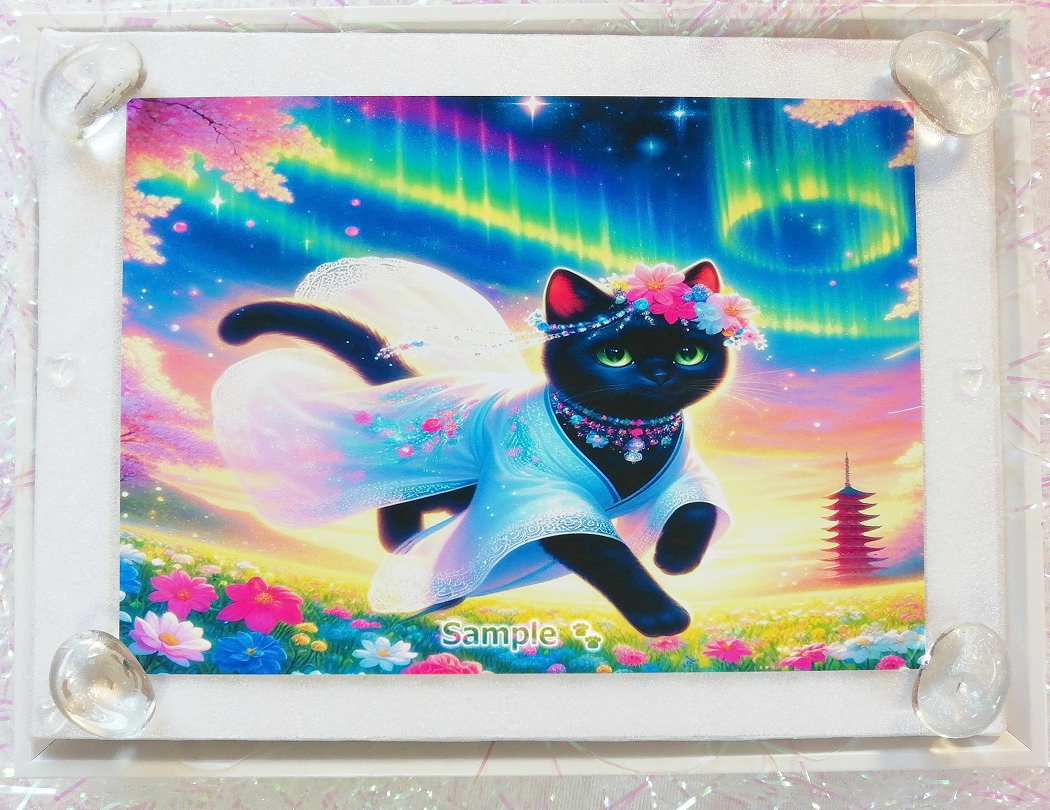 Cat Empire 167 2L Kimono black cat painting original art