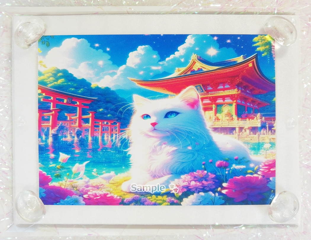 Cat Empire 27 2L Shrine white cat painting original art