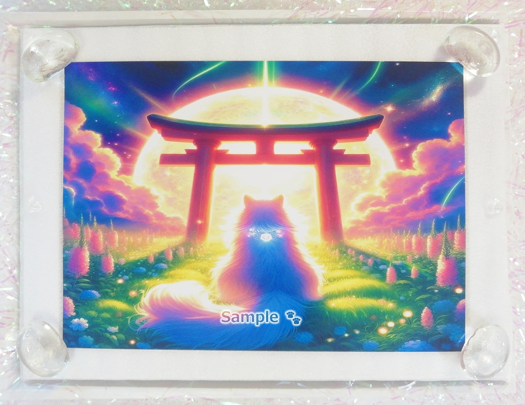 Imperio gato 03 2L Santuario torii puerta gato blanco pintura arte original