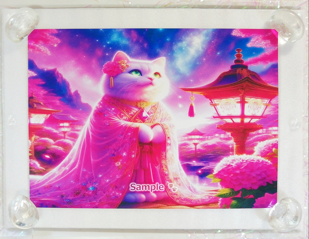 Cat Empire 38 2L Shrine white cat painting original art