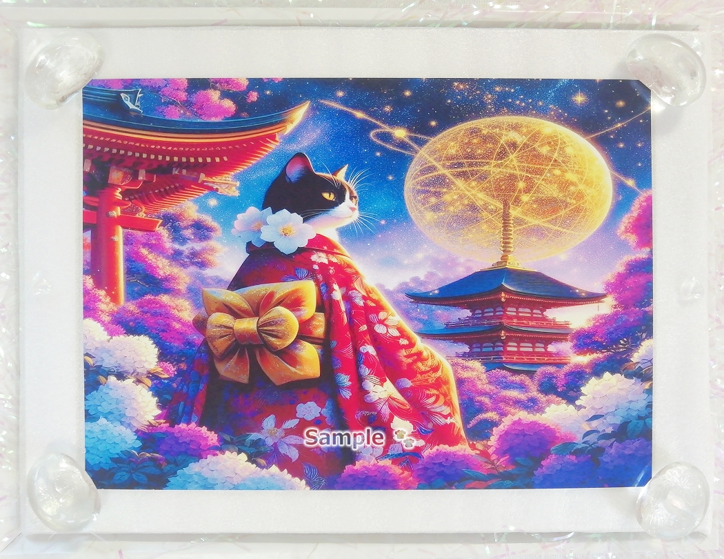 Cat Empire 40 2L Kimono black white cat painting original art