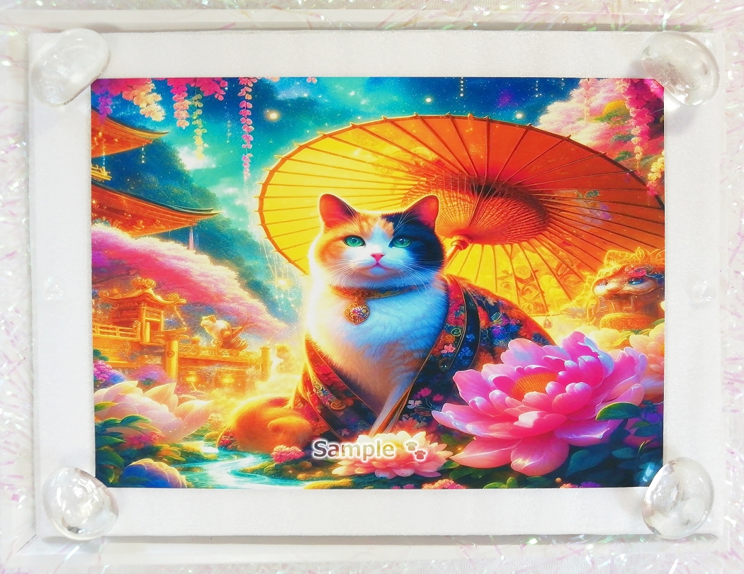 Imperio gato 43 2L Kimono calico gato pintando arte original