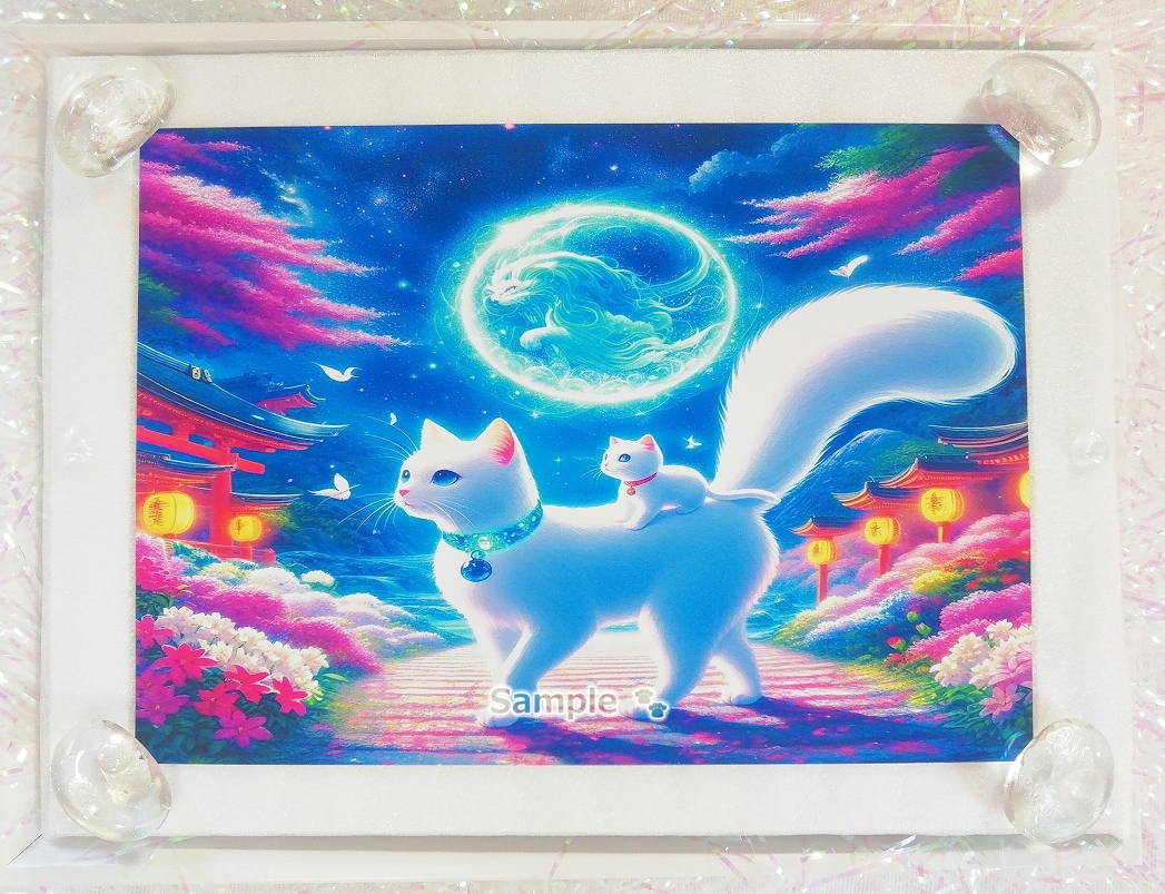 Cat Empire 46 2L Shrine white cat painting original art