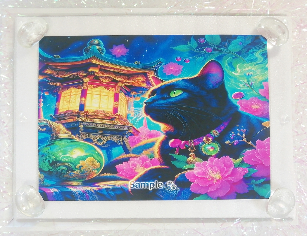 Empire des chats 59 2L Sanctuaire chat noir peinture art original