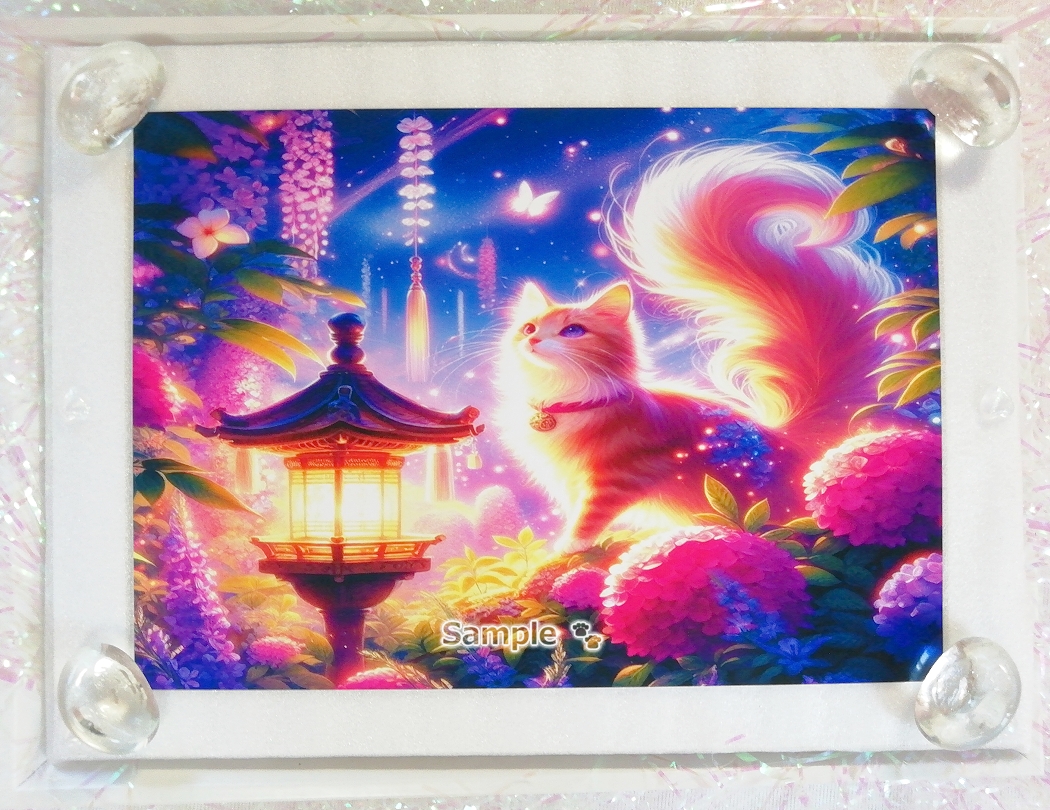 Empire des chats 96 2L Chat de lin kimono peinture art original