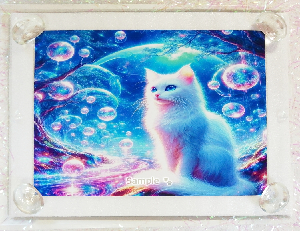 Empire des chats 98 2L Chat blanc moelleux peignant l’art original