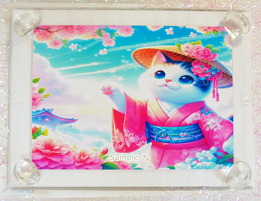 Art hand Auction Katzenimperium 101 2L Kimono calico katze malerei original kunst