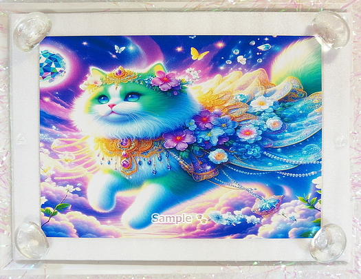 Art hand Auction 猫帝国 113 2L 绿猫绘画原创艺术