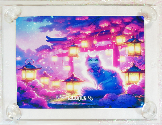 Art hand Auction 猫帝国 116 2L 神社白猫画原创艺术