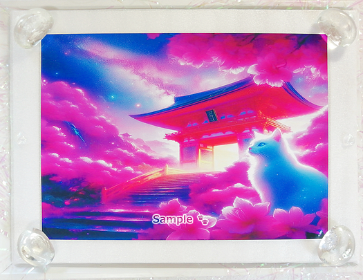 Art hand Auction 猫帝国 129 2L 神社白猫画原创艺术