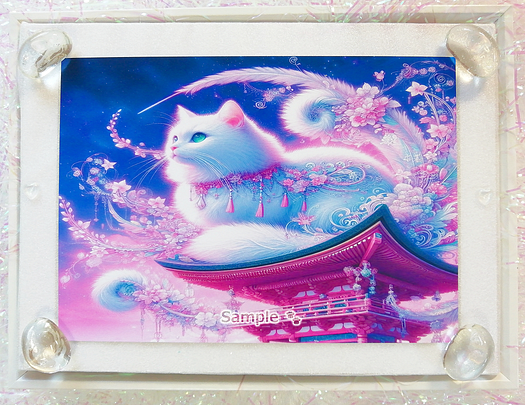 Art hand Auction 猫帝国 13 2L 神社白猫画原创艺术