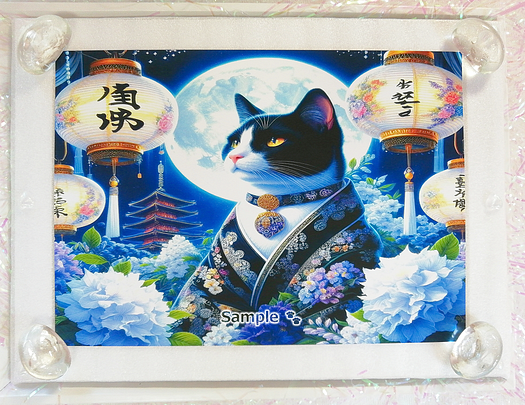 Art hand Auction Katzenimperium 138 2L Kimono schwarze katze malerei original kunst