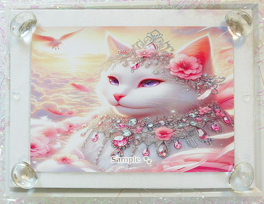 Art hand Auction Empire des chats 14 2L Bijou chat blanc peinture art original