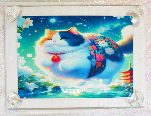 Art hand Auction 猫帝国 141 2L 神社胖胖的三色猫绘画原创艺术